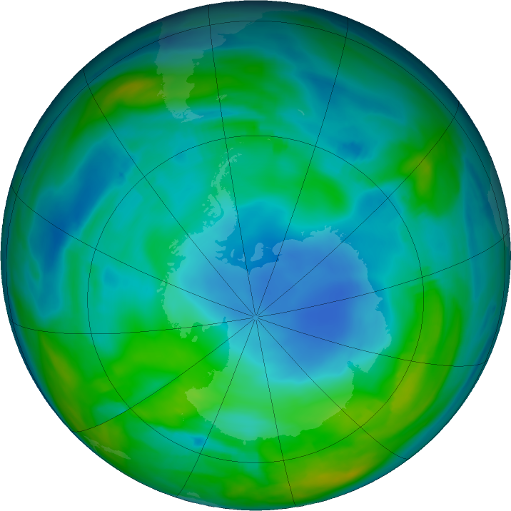 Antarctic ozone map for 27 May 2018